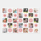 Foto Collage und Rote Schneeflocken Frohe Weihnach Geschenkpapier Set (Vorderseite 2)