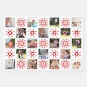 Foto Collage und Rote Schneeflocken Weihnachten Geschenkpapier Set (Vorderseite)