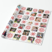 Foto Collage und Schneeflocken Weihnachten Geschenkpapier (Ungerollt)