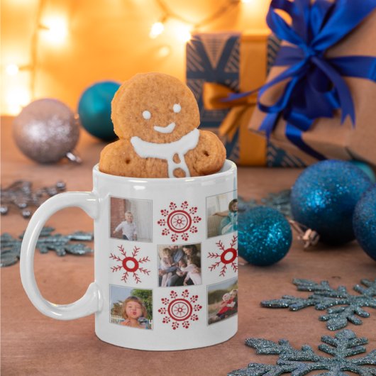 Foto Collage und Schneeflocken Weihnachten Kaffeetasse