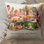 Foto Collage und ZigZag Foto Strip Mushroom Grau Kissen<br><div class="desc">Personalisieren Sie dieses glückliche Kissen mit Ihren Lieblings-Fotos. Die Vorlage ist für das Hinzufügen von bis zu 5 Fotos und Ihrem Familiennamen (oder benutzerdefinierten Text) zum Set bereit. Das Foto wird als Hintergrund verwendet und die restlichen 4 Foto werden in einem Zickzack-Foto am unteren Rand dargestellt. Das Design ist in...</div>
