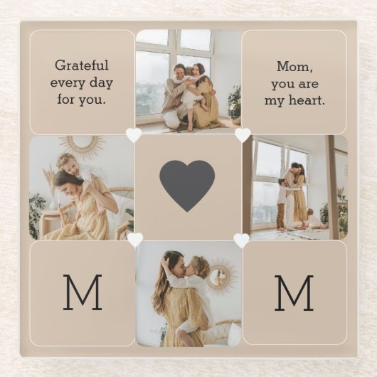 Foto Collage Untersetzer mit Herzempfang (Vorderseite)