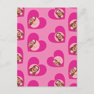 Foto Collage Valentine's Day Hearts Pink Postkarte