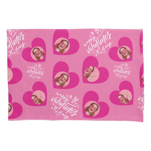 Foto Collage Valentine's Day Hot Pink Hearts Kissenbezug (Vorderseite)