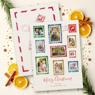 Foto-Collage Vintage-Briefmarken Weihnachten Whims