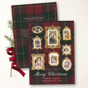 Foto-Collage Vintage-Rahmen Roter Karo-Weihnachten Feiertagskarte