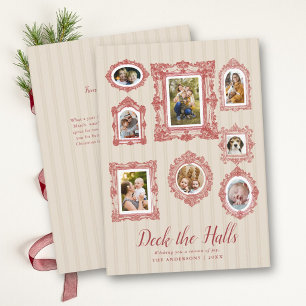 Foto-Collage Vintage-Skizze Rot Neutral Weihnachte Feiertagskarte