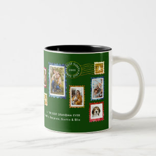 Foto-Collage Vintage-Stempel Weihnachten Oma Zweifarbige Tasse