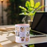 Foto Collage Violett Tasse<br><div class="desc">Ein Geschenk für Ihre Mutter,  die ihr Leben mit einer Collage von 14 Fotos feiert. Schwarzer Text: Beste Mama je. Personalisieren und nutzen Sie Ihre eigenen Fotos von ihr,  Kindern,  Ehemann,  Haustieren,  Freunden. Trendviolett,  lavendelfarbener Hintergrund. Perfekt als Muttertagsgeschenk,  zum Geburtstag und zu Weihnachten.</div>