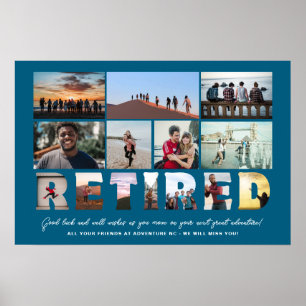 Foto Collage von ermüdeten Coworker Boss Pensionie Poster