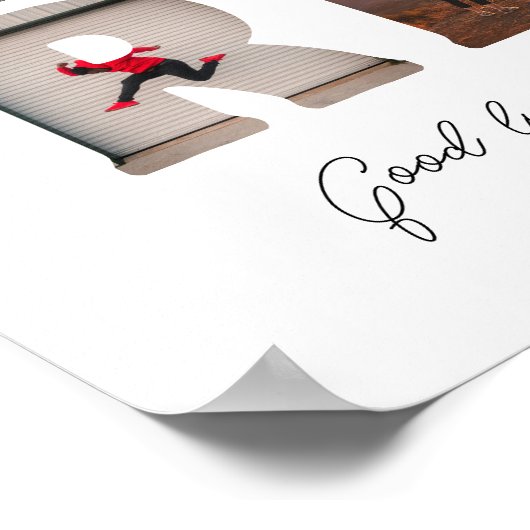 Foto Collage von ermüdeten Coworker Boss Pensionie Poster (Ecke)