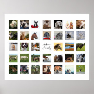 FOTO COLLAGE WALL ART -34 Square Fotos Instagram Poster