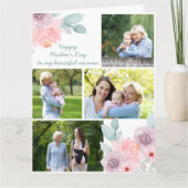Foto Collage Watercolor Soft Floral Editable Card Karte (Vorderseite)