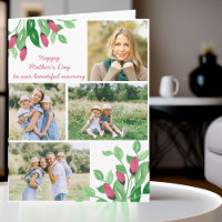 Foto Collage Watercolor Soft Floral Editable Card