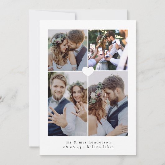 Foto Collage Wedding Dankeskarte (Vorderseite)