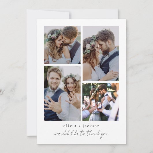 Foto Collage Wedding Dankeskarte (Vorderseite)
