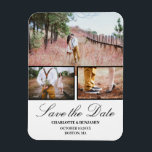 Foto Collage Wedding Save the Date Magnet<br><div class="desc">Foto Collage Wedding Save The Date Magnet verfügt über 3 Fotos und Textvorlagen.Ein perfektes Design für eine einfache und moderne Hochzeit.Bitte klicken Sie auf die Schaltfläche "Personalisieren",  um es mit Ihrem Text und Fotos.Bitte besuchen Sie meinen Shop " loveyouart" für andere oder ähnliche Designs .</div>