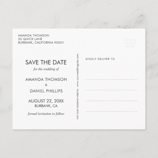 Foto Collage Wedding Save the Date Postkarten (Rückseite)