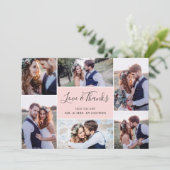 Foto Collage Wedding Vielen Dank Flachkarte | Blüt Dankeskarte (Stehend Vorderseite)