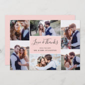 Foto Collage Wedding Vielen Dank Flachkarte | Blüt Dankeskarte (Vorne/Hinten)