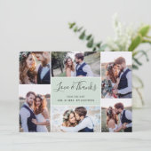 Foto Collage Wedding Vielen Dank Flachkarte | Mint Dankeskarte (Stehend Vorderseite)