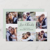 Foto Collage Wedding Vielen Dank Flachkarte | Mint Dankeskarte (Vorne/Hinten)