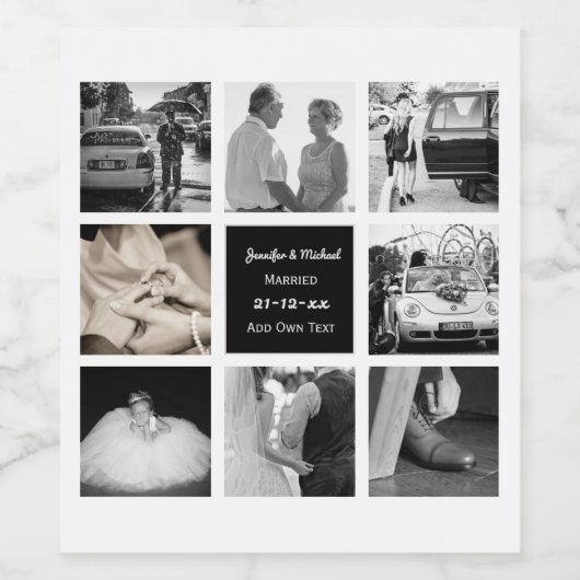 FOTO COLLAGE Wedding Vow Renewal Jubiläum Chic Weinetikett (Einzelnes Label)