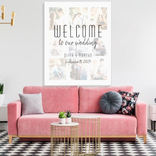 Foto Collage Wedding Willkommene Leinwand (Insitu (Wohnzimmer))