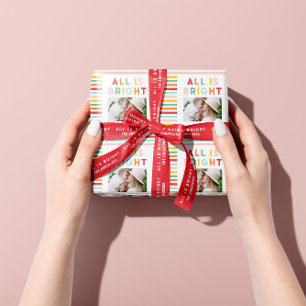 Foto Collage Weihnachten Regenbogen bunt hell ho Geschenkpapier