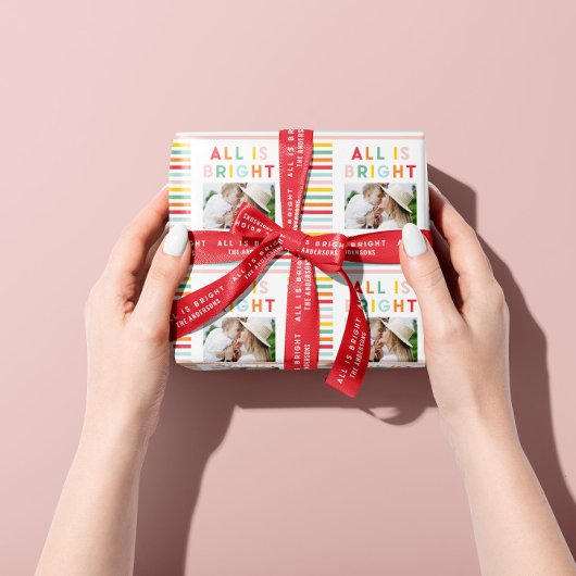 Foto Collage Weihnachten Regenbogen bunt hell ho Geschenkpapier