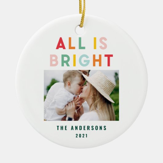 Foto Collage Weihnachten Regenbogen bunt hell ho Keramik Ornament (Vorne)