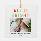 Foto Collage Weihnachten Regenbogen bunt hell ho Keramikornament (Rückseite)