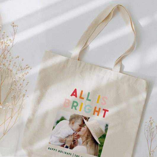 Foto Collage Weihnachten Regenbogen bunt hell ho Tragetasche