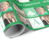 Foto Collage Weihnachtsbaum Monogram Geschenkpapier (Rolleneckpunkt)
