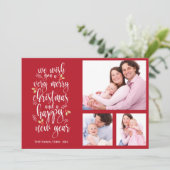 Foto Collage Weihnachtskarte 3 Fotos Einladung (Stehend Vorderseite)