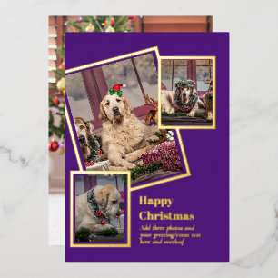 FOTO Collage Weihnachtskarte ECHTE GOLDFOLIE Folieneinladung
