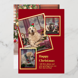 FOTO Collage Weihnachtskarte REAL GOLD FOIL Folieneinladung