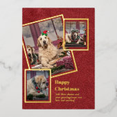 FOTO Collage Weihnachtskarte REAL GOLD FOIL Folieneinladung (Vorderseite)