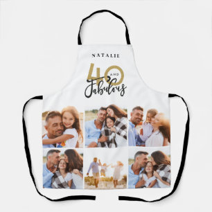 Foto Collage weiß und gold 40. Geburtstag modern Schürze