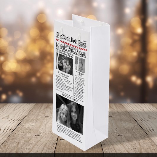 Foto Collage Whimsical Weihnachten Niedlicher Urla Geschenktüte Für Weinflaschen