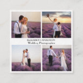 Foto Collage White Black QR Social Media Premium Quadratische Visitenkarte (Vorderseite)