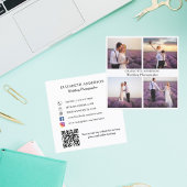 Foto Collage White Black QR Social Media Premium Quadratische Visitenkarte