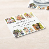 Foto Collage White Geburtstagsparty Rechteckiger Pappuntersetzer (angewinkelt)