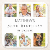 Foto Collage White Geburtstagsparty Rechteckiger Pappuntersetzer (Vorderseite)