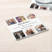 Foto Collage White Geburtstagsparty Rechteckiger Pappuntersetzer (angewinkelt)