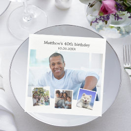 Foto Collage White Geburtstagsparty Serviette