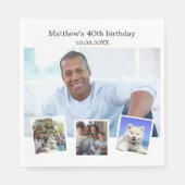 Foto Collage White Geburtstagsparty Serviette (Vorderseite)