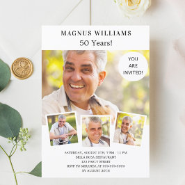 Foto Collage White Luxe Geburtstag Einladung