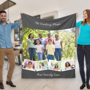 Foto-Collagen-Zickzack-Foto-Streifen-beste Familie Fleecedecke