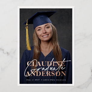 Foto College Universität Rose Gold Abschlussfeier Folieneinladung